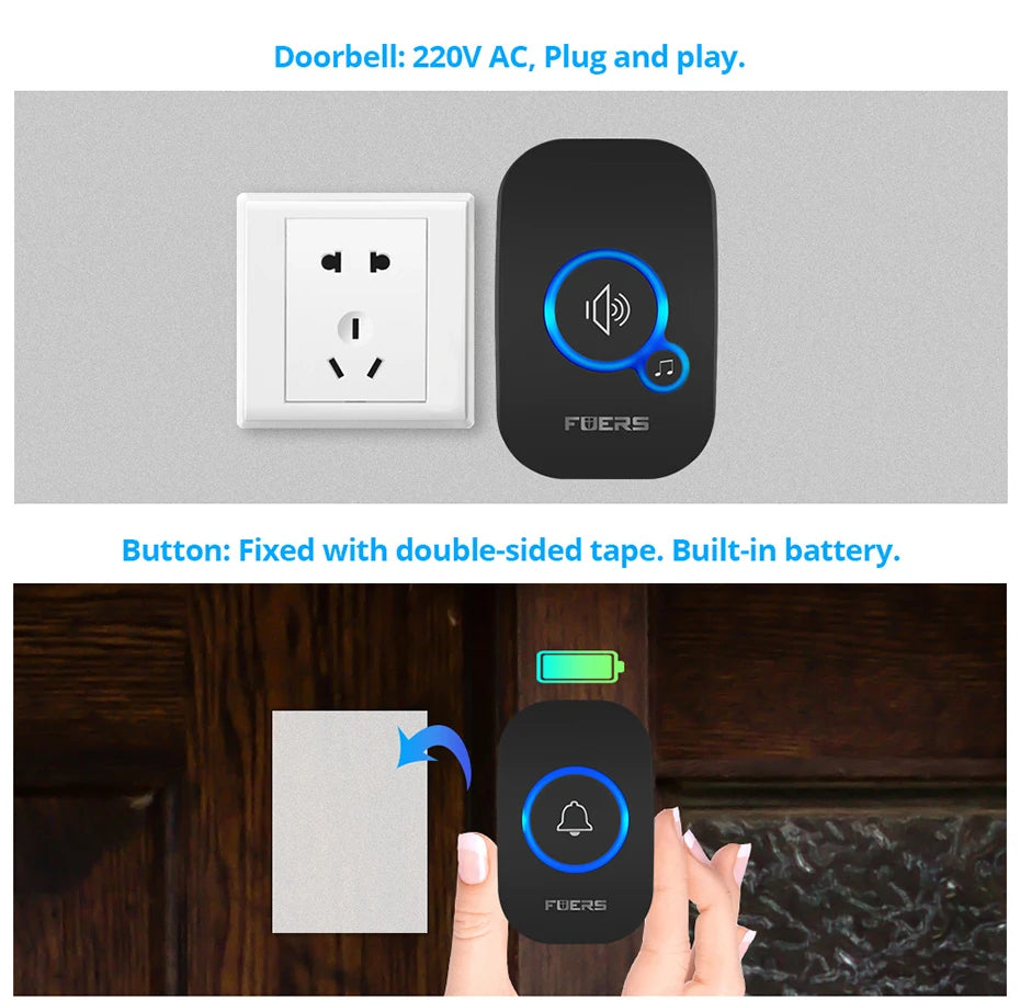 Fuers Wireless Doorbell Home Welcome Smart Door bell