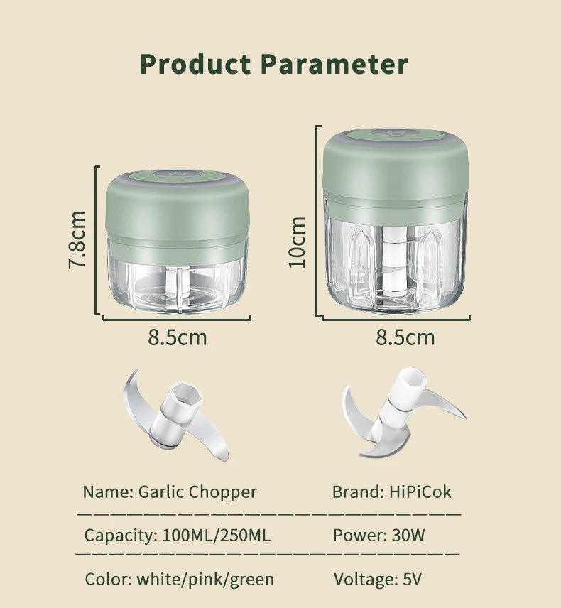 HiPiCok Electric Food Chopper Meat Grinder Garlic