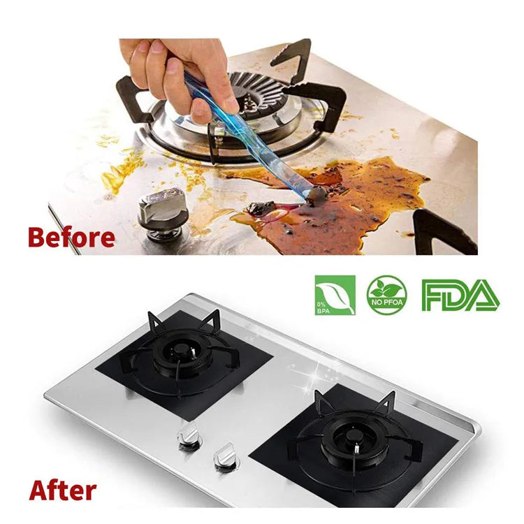 1/4PC Stove Protector Cover Liner Gas Stove Protector Gas