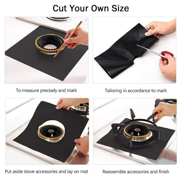 1/4PC Stove Protector Cover Liner Gas Stove Protector Gas