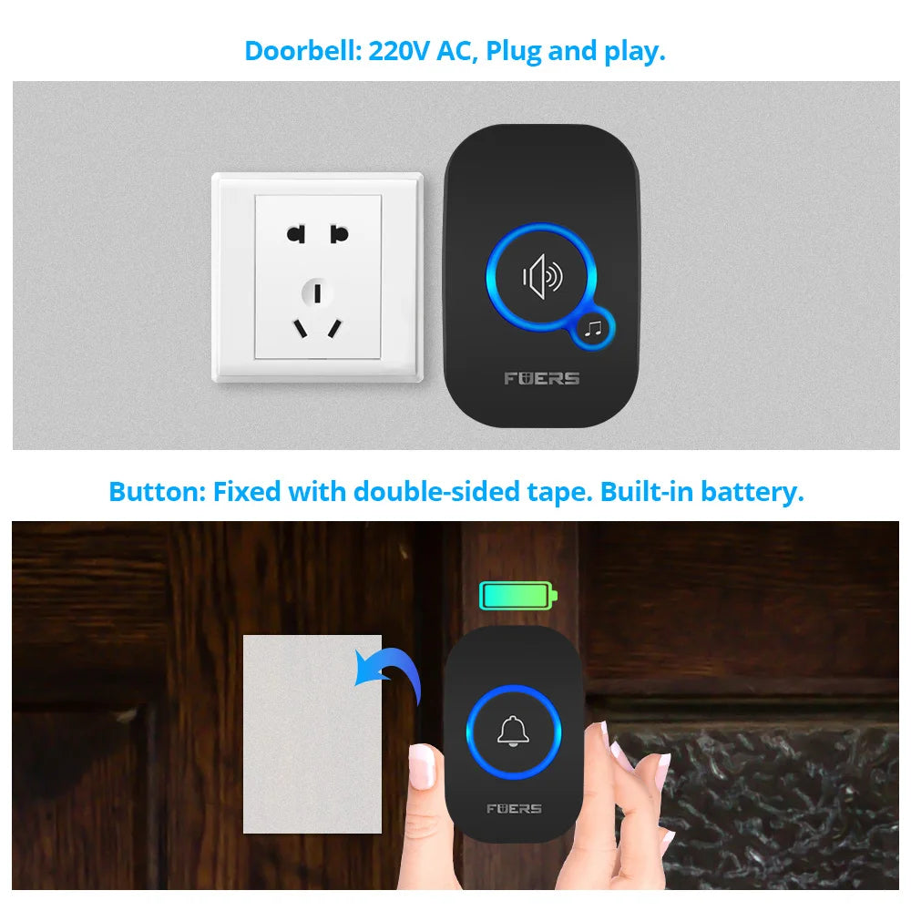 Fuers Wireless Doorbell Home Welcome Smart Door bell