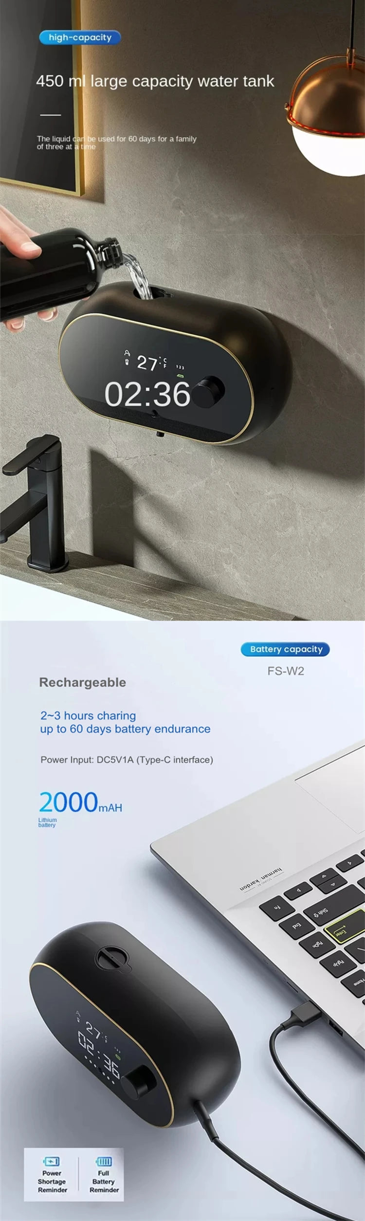 Creative Liquid Foam Soap Dispensers Time Temperature