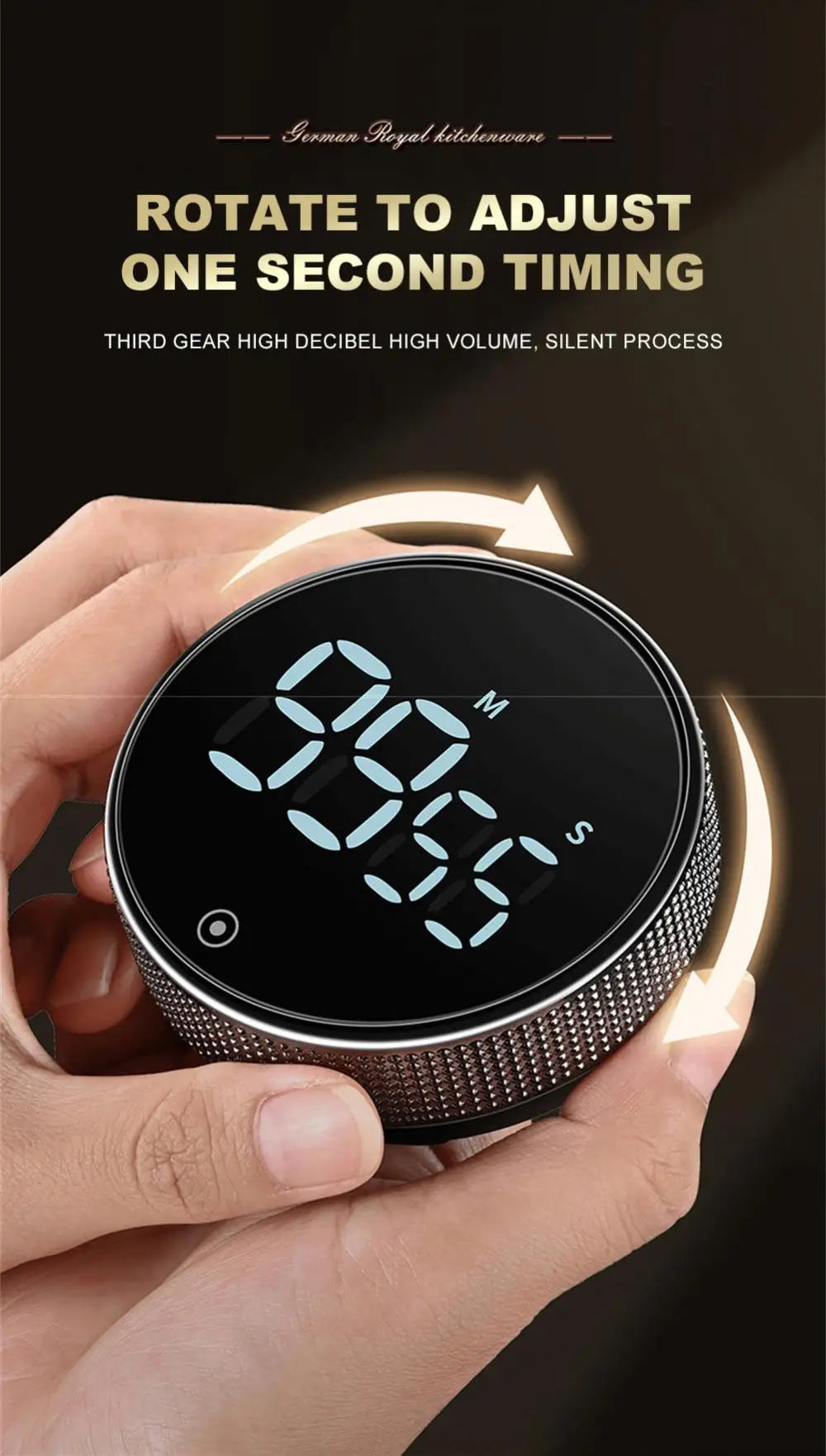 LED Digital Kitchen Timer Study Stopwatch Magnetic
