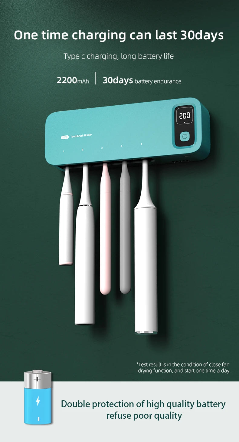 UV Toothbrush Sterilizer Rechargeable Fast Drying