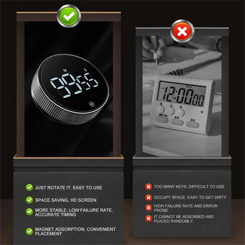 LED Digital Kitchen Timer Study Stopwatch Magnetic