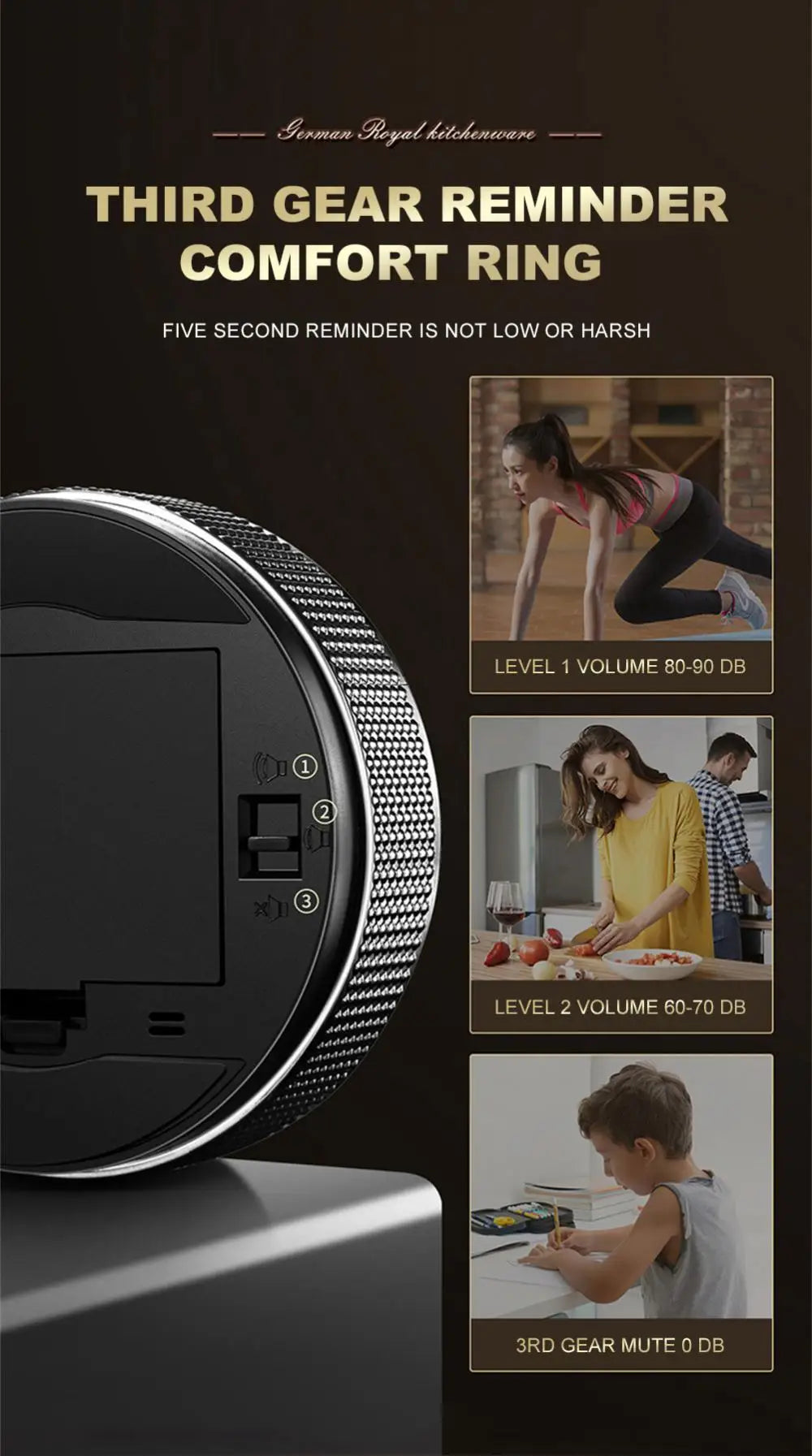 LED Digital Kitchen Timer Study Stopwatch Magnetic