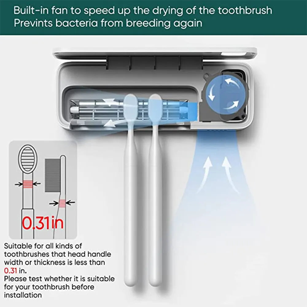 UV Toothbrush Sterilizer Rechargeable Fast Drying