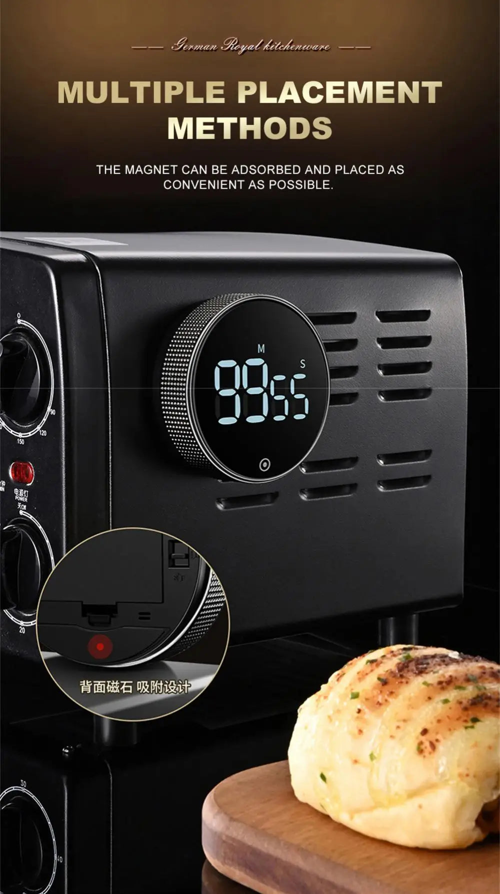 LED Digital Kitchen Timer Study Stopwatch Magnetic