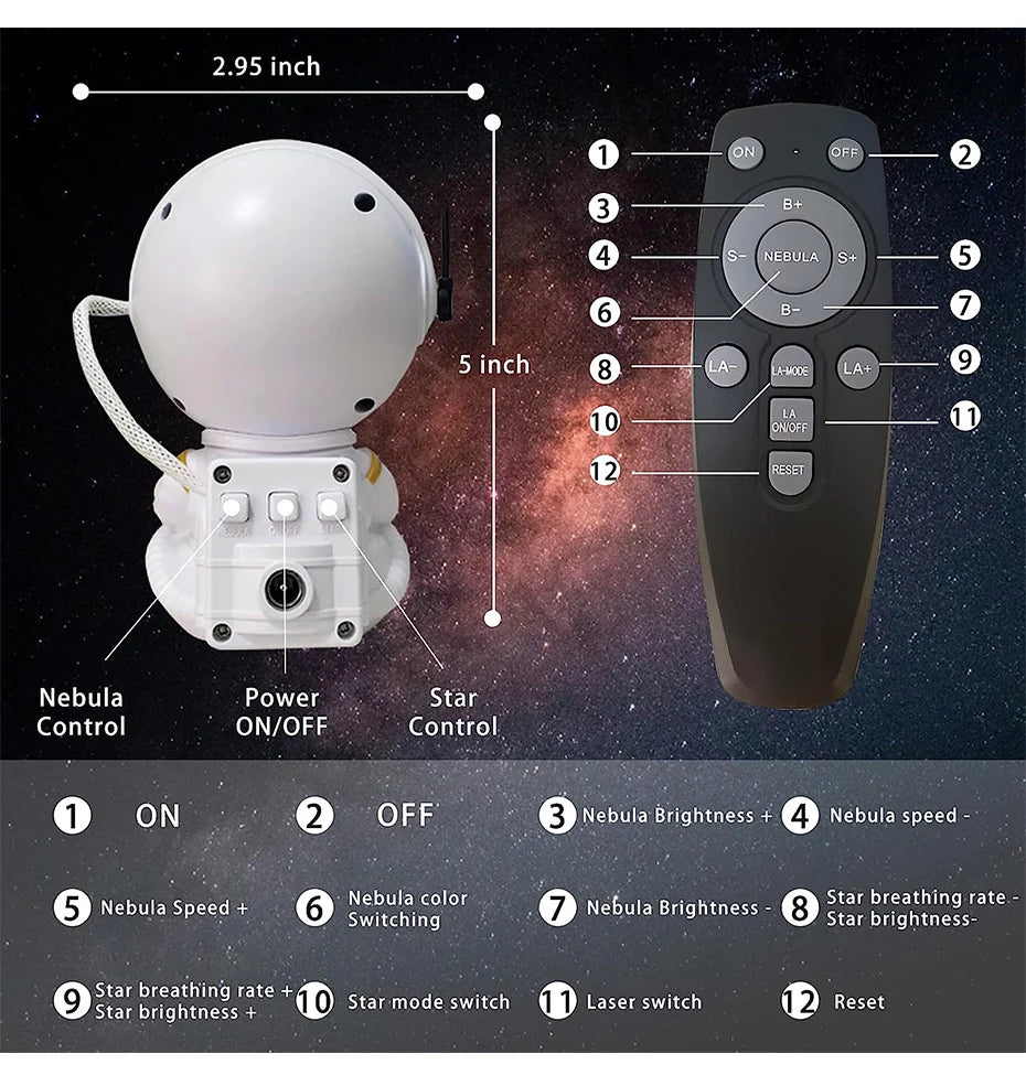 Galaxy Star Projector LED Night Light Starry Sky Astronaut
