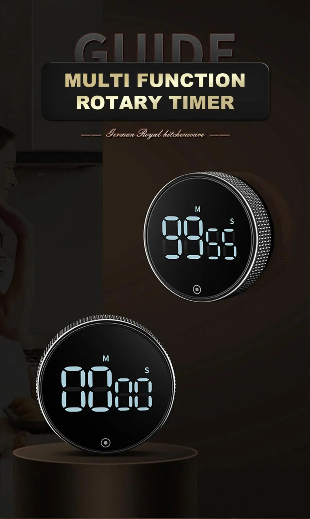 LED Digital Kitchen Timer Study Stopwatch Magnetic