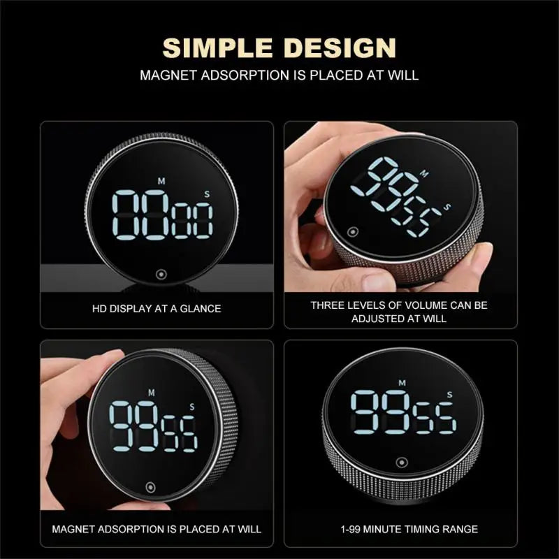 LED Digital Kitchen Timer Study Stopwatch Magnetic