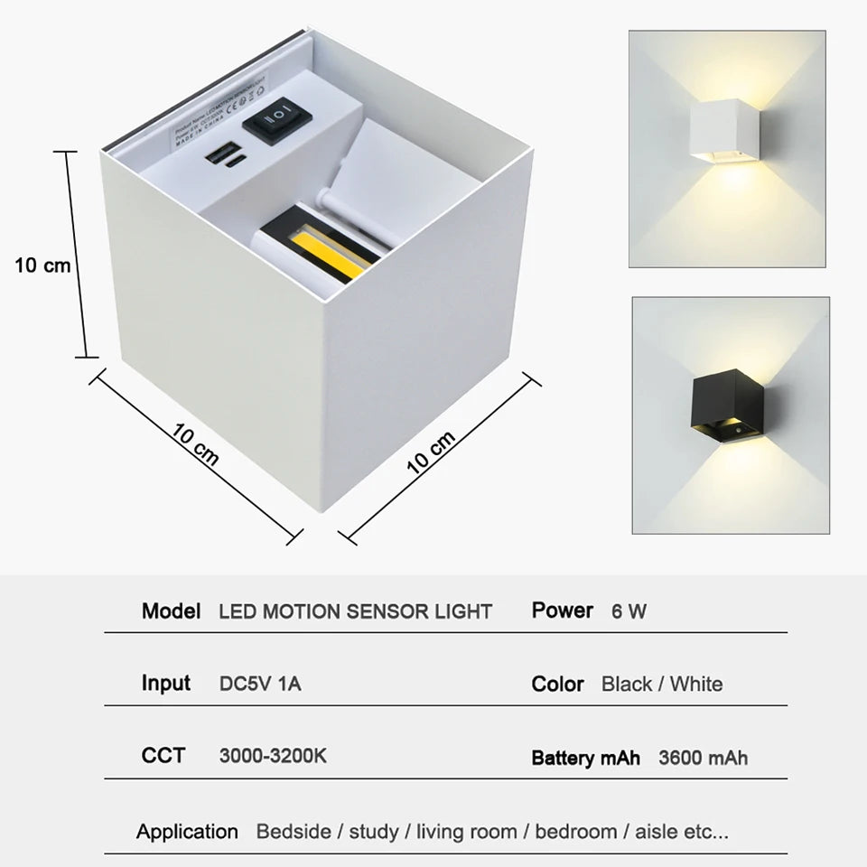 Litu LED Intelligent Motion Sensor Wall lamp 6W With Battery