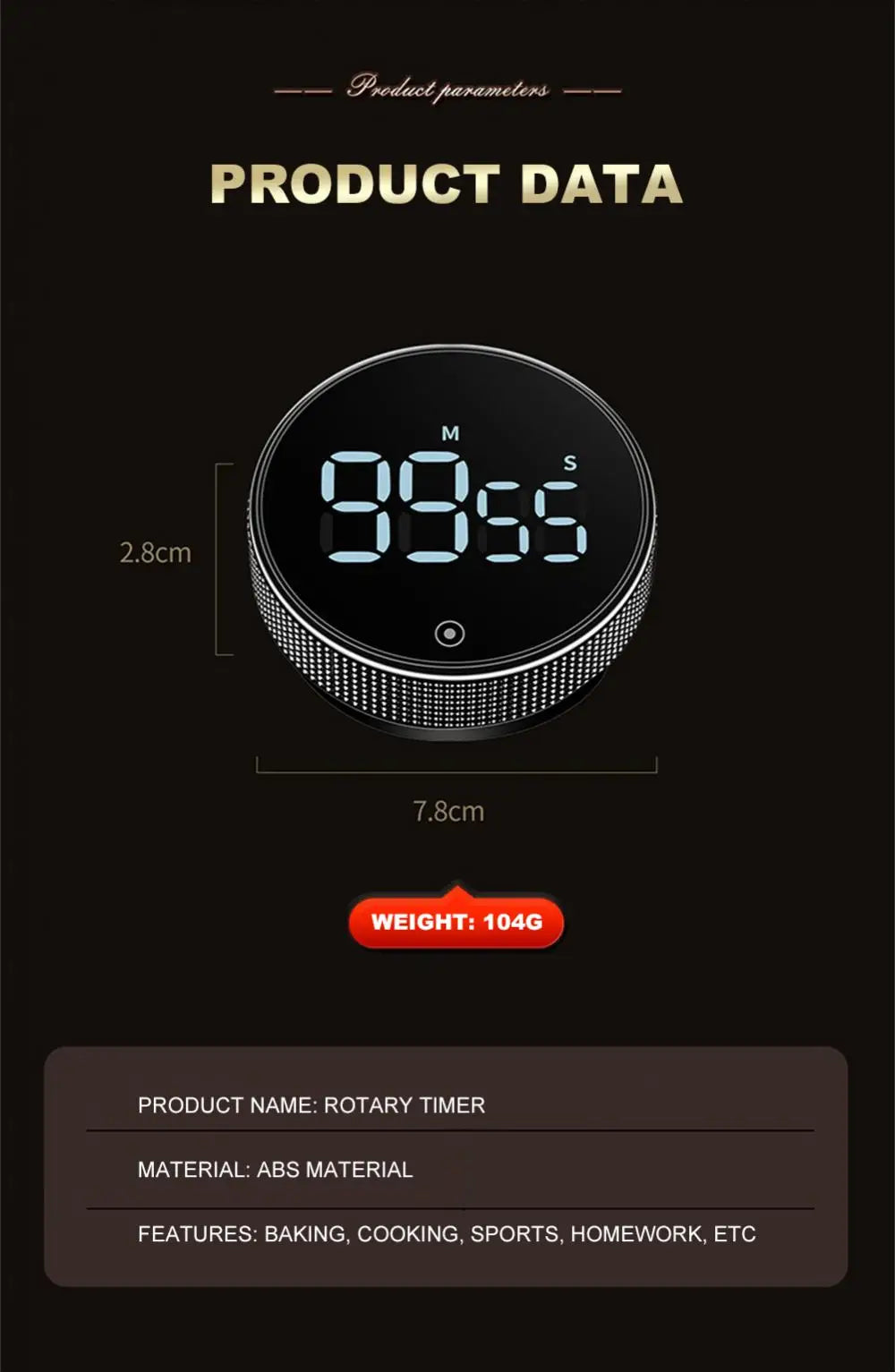 LED Digital Kitchen Timer Study Stopwatch Magnetic